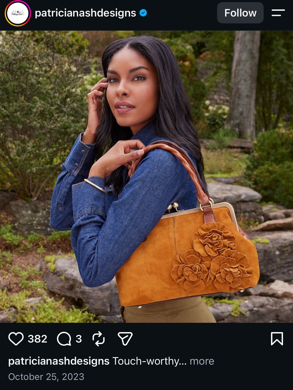 Patricia Nash Rora Frame Satchel Suede Tan kisslock - Picture 9 of 11